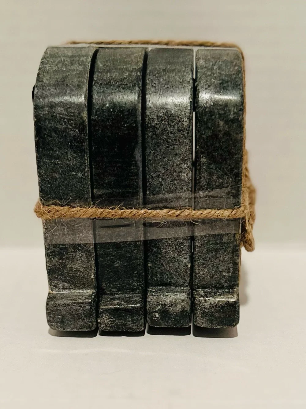 Godinger NWT Set of 4 RIP Tombstone Marble Coasters w/Brass Inlay